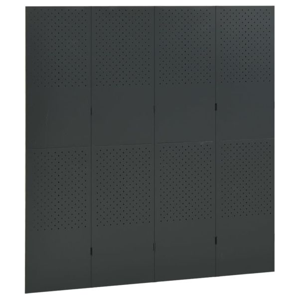 4-панелни паравани за стая, 2 бр, антрацит, 160x180 см, стомана