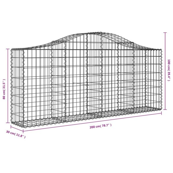 Габионни кошници арка 12 бр 200x30x80/100 см поцинковано желязо