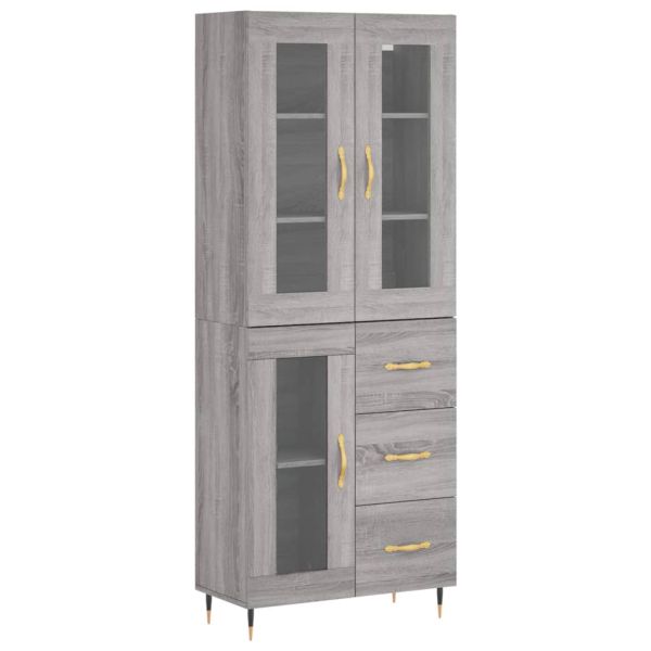 Висок шкаф, сив сонома, 69,5x34x180 см, инженерно дърво