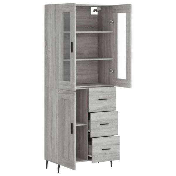 Висок шкаф, сив сонома, 69,5x34x180 см, инженерно дърво