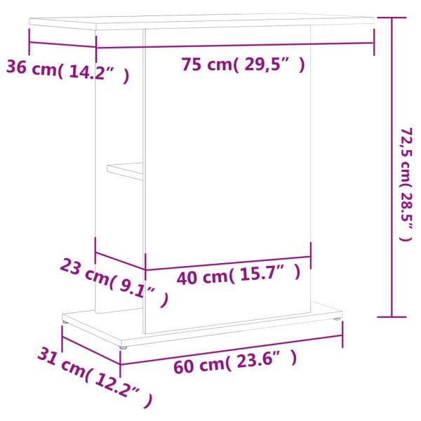 Поставка за аквариум опушен дъб 75x36x72,5 см инженерно дърво