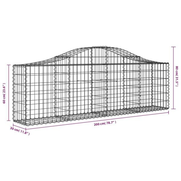 Габионни кошници арка 7 бр 200x30x60/80 см поцинковано желязо