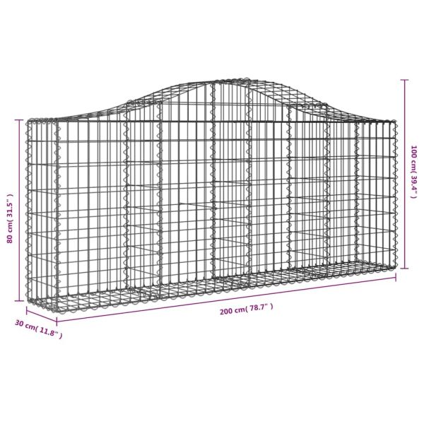 Габионни кошници арка 8 бр 200x30x80/100 см поцинковано желязо