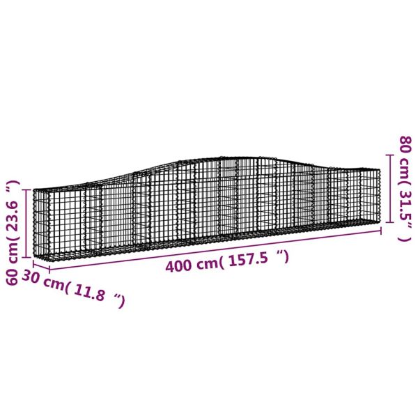 Габионни кошници арка 3 бр 400x30x60/80 см поцинковано желязо