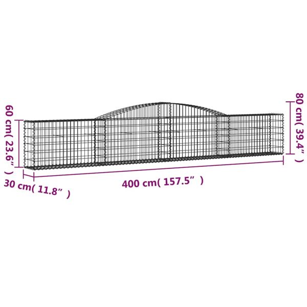 Габионни кошници арка 4 бр 400x30x60/80 см поцинковано желязо