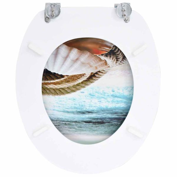 WC тоалетни седалки, 2 бр, с капаци, МДФ, морски дизайн
