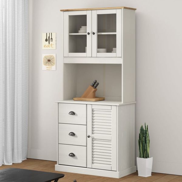 Висок шкаф VIGO, бял, 78x40x175 см, бор масив
