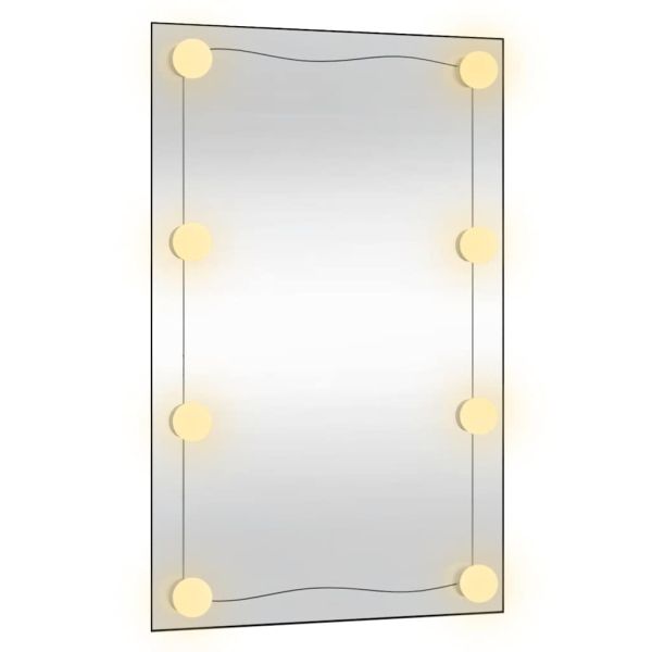 Стенно огледало с LED лампи 50x80 см стъкло правоъгълно