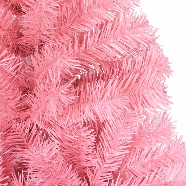 Изкуствена коледна елха със стойка, розова, 150 см, PVC