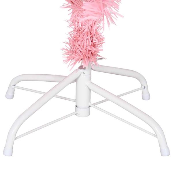 Изкуствена коледна елха със стойка, розова, 150 см, PVC