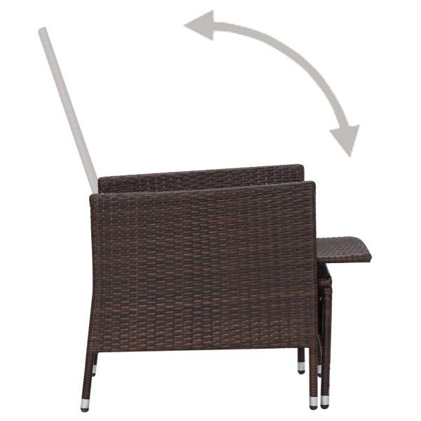 Градински комплект с възглавници, 2 части, кафяв полиратан