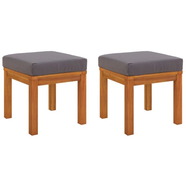 Градински табуретки с възглавници 2 бр 40x40x34 см акация масив