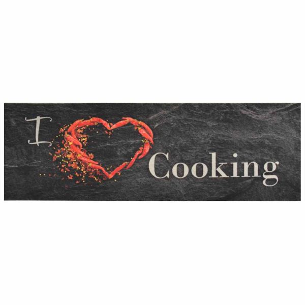 Кухненско килимче, миещо, Cooking, черно, 60x180 см, кадифе