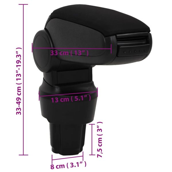 Подлакътник за кола черен 13x33x(33-49) см ABS