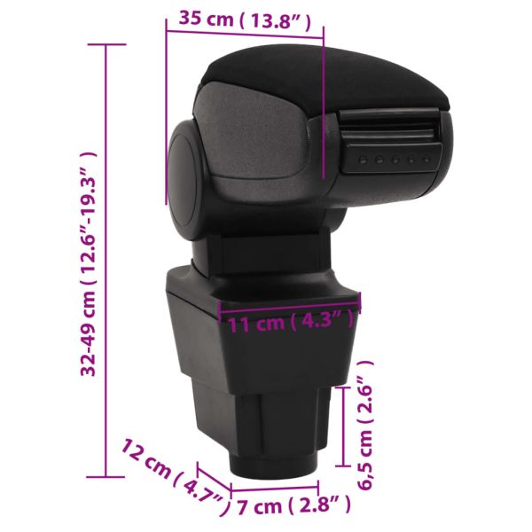 Подлакътник за кола черен 11x35x(32-49) см ABS