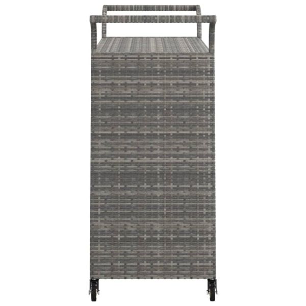 Бар количка с чекмедже, сива, 100x45x97 см, полиратан