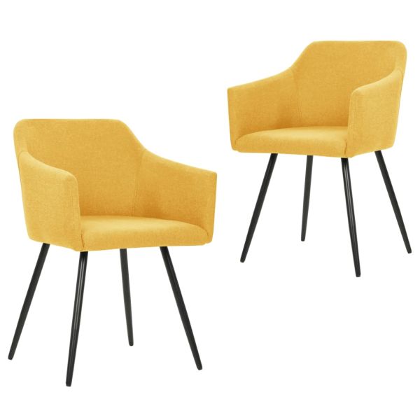 323100 Dining Chairs 2 pcs Yellow Fabric
