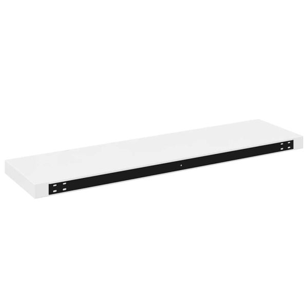 Окачени стенни рафтове, 2 бр, бял гланц, 90x23,5x3,8 см, МДФ