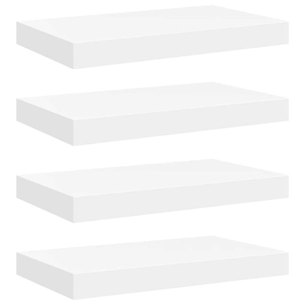 Окачени стенни рафтове, 4 бр, бели, 40x23,5x3,8 см, МДФ