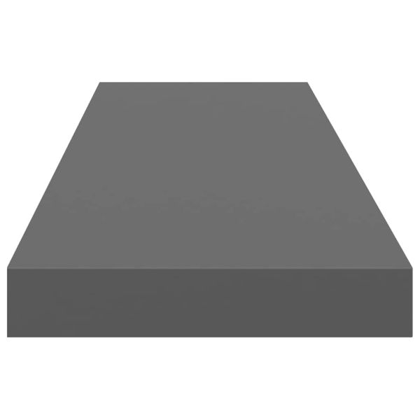 Окачени стенни рафтове, 2 бр, сив гланц, 90x23,5x3,8 см, МДФ