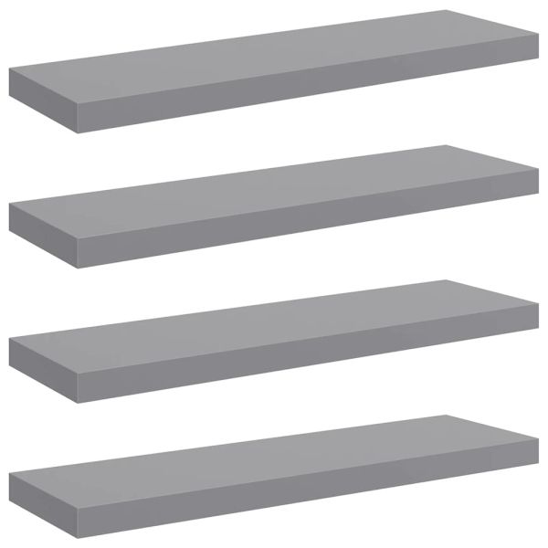 Окачени стенни рафтове, 4 бр, сиви, 80x23,5x3,8 см, МДФ