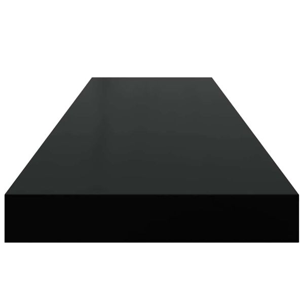 Окачени стенни рафтове, 2 бр, черен гланц, 90x23,5x3,8 см, МДФ