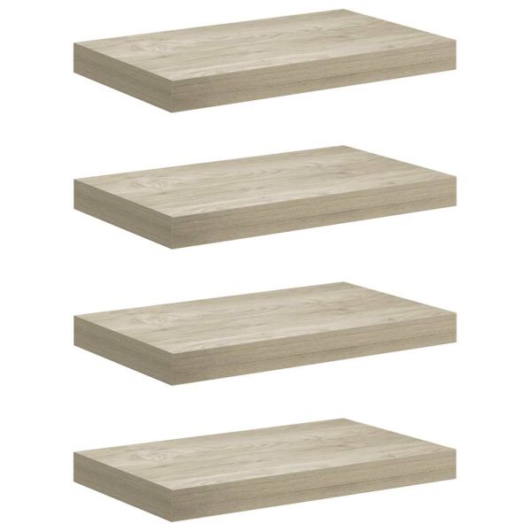 Окачени стенни рафтове, 4 бр, дъб, 40x23,5x3,8 см, МДФ