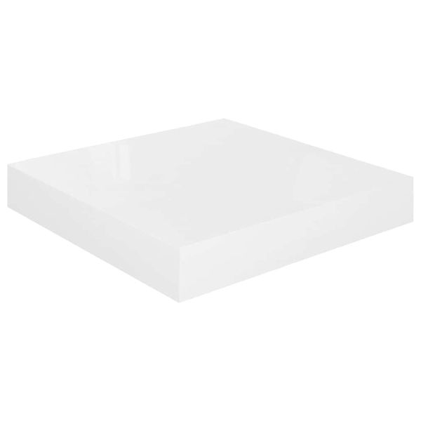 Окачени стенни рафтове, 4 бр, бял гланц, 23x23,5x3,8 см, МДФ