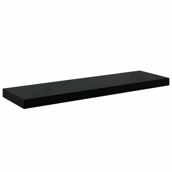 Окачени стенни рафтове, 4 бр, черен гланц, 80x23,5x3,8 см, МДФ