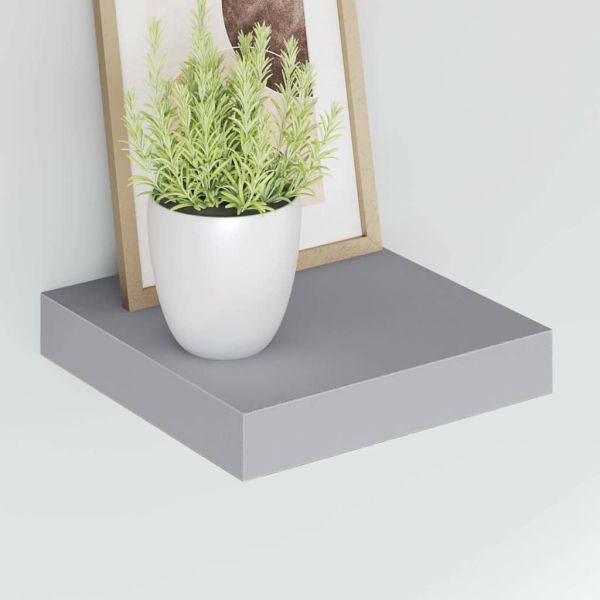 Окачени стенни рафтове, 2 бр, сиви, 23x23,5x3,8 см, МДФ