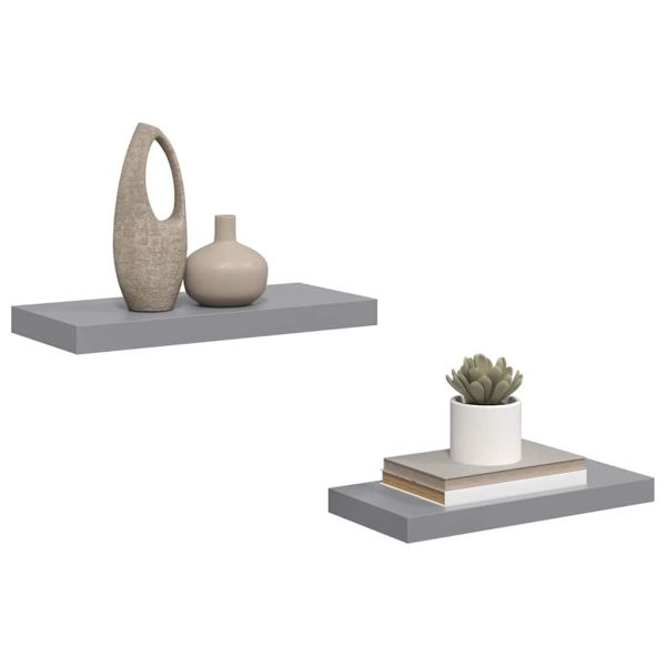 Окачени стенни рафтове, 2 бр, сиви, 50x23,5x3,8 см, МДФ