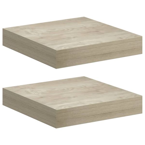 Окачени стенни рафтове, 2 бр, дъб, 23x23,5x3,8 см, МДФ