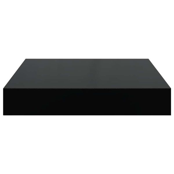 Окачени стенни рафтове, 4 бр, черен гланц, 23x23,5x3,8 см, МДФ