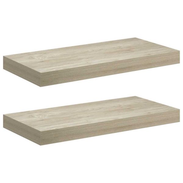 Окачени стенни рафтове, 2 бр, дъб, 50x23,5x3,8 см, МДФ
