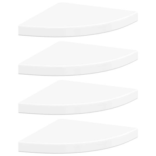 323909 Floating Corner Shelves 4 pcs High Gloss White 35x35x3,8 cm MDF