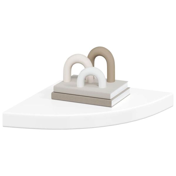 323909 Floating Corner Shelves 4 pcs High Gloss White 35x35x3,8 cm MDF