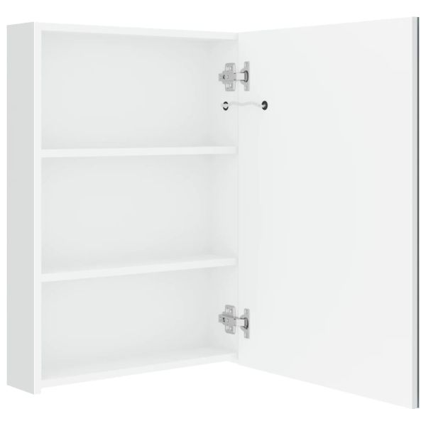 LED шкаф с огледало за баня, сияйно бяло, 50x13x70 см