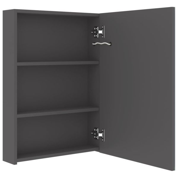 LED шкаф с огледало за баня, сив, 50x13x70 см