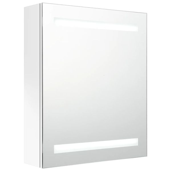 LED шкаф с огледало за баня, сияйно бяло, 50x14x60 см