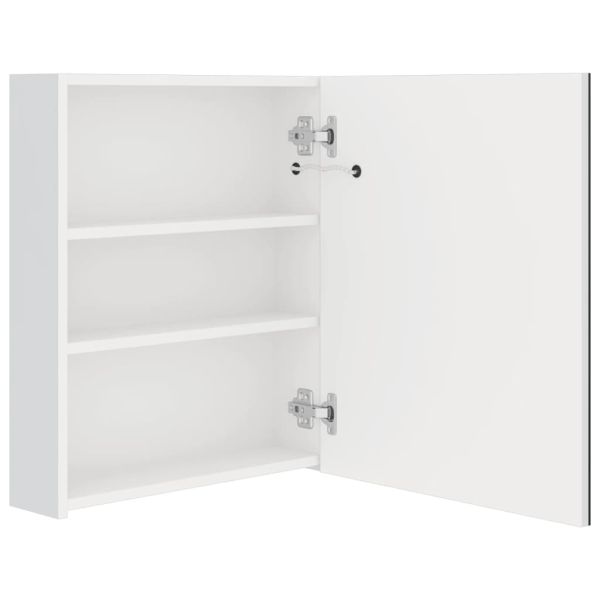 LED шкаф с огледало за баня, сияйно бяло, 50x14x60 см