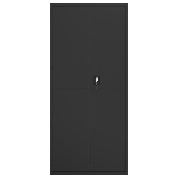 Шкаф за папки черен 90x40x200 см стомана