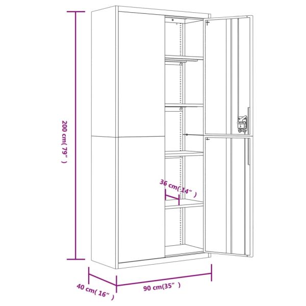 Шкаф за папки черен 90x40x200 см стомана