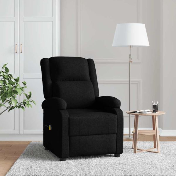 Wingback масажен стол, черен, текстил