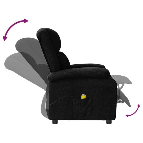 Wingback масажен стол, черен, текстил
