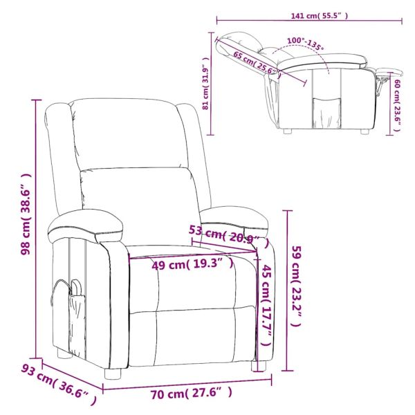 Wingback масажен стол, черен, текстил