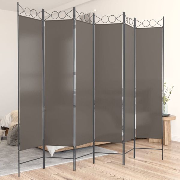 Параван за стая, 6 панела, антрацит, 240x220 cм, текстил