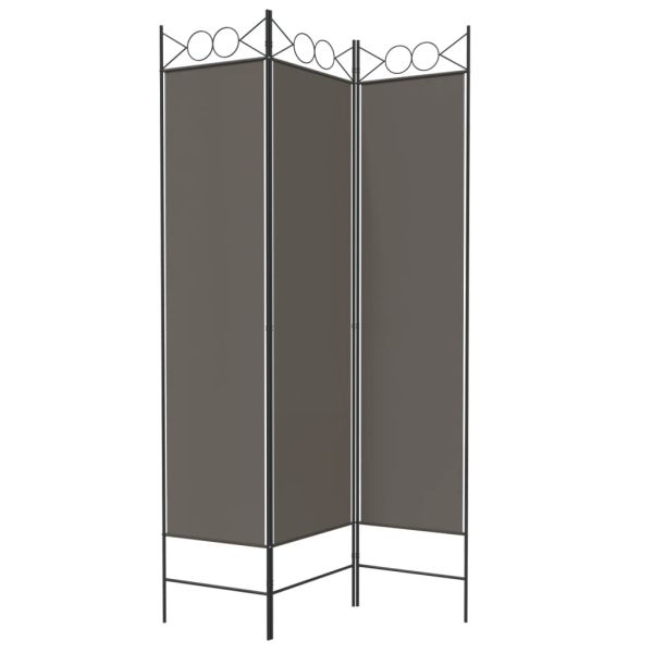 Параван за стая, 3 панела, антрацит, 120x200 cм, текстил