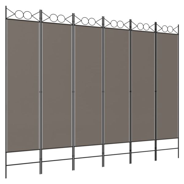 Параван за стая, 6 панела, антрацит, 240x200 cм, текстил