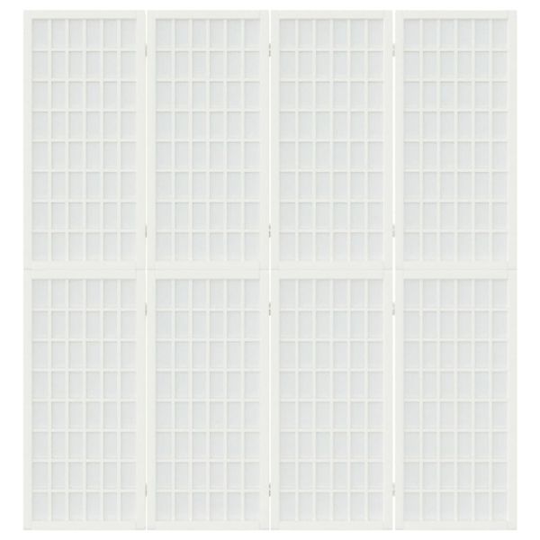 Параван за стая, 4 панела, в японски стил, 160x170 cм, бял