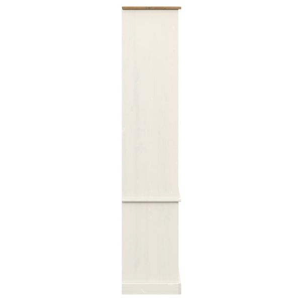 Стъклен шкаф витрина VIGO бял 85x35x170 см бор масив